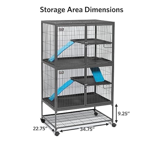 MidWest Homes for Pets Ferret Nation Double Unit Small Animal Cage, 4 Tiers, Includes Pans, Shelves, Ramps & Covers, for Ferrets & Small Animals thumbnail 5