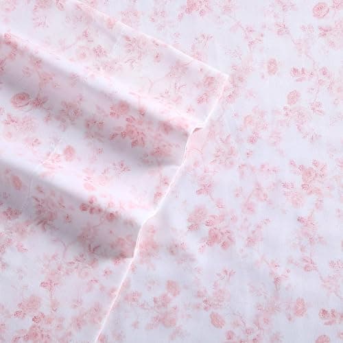 Laura Ashley - Queen Sheet Set, Buttery-Soft Bed Sheets with a Naturally Silky Smooth Cotton Sateen Lightweight Feel - Matching Pillowcases & Fitted Sheet (Bella Pink) thumbnail 6
