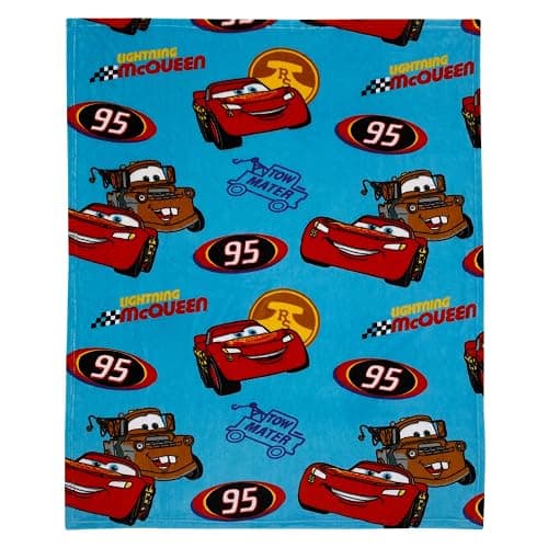 Disney Cars Radiator Springs Blue and Red Lightning McQueen and Tow-Mater Super Soft Toddler Blanket thumbnail 4