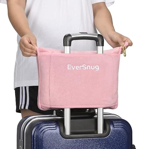 EverSnug Travel Blanket and Pillow - Ultra-Soft, Compact & Lightweight, 65x40 Inches, with Carry Case, Luggage Sleeve & Backpack Clip for Airplane Comfort (Light Pink) - Light Pink thumbnail 5
