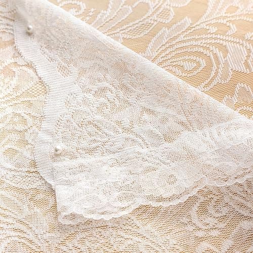 UNISTAR Lace Sheer Door Curtains with Rod, Luxury Vintage Floral Lace Curtains for Livng Room Room Divider Closet Rod Pocket 55 W x 80 L Inch,White (2 Panels+Rod) thumbnail 7