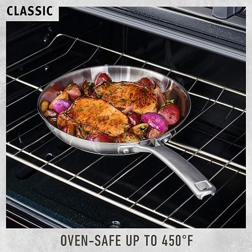 Calphalon Classic Stainless Steel Cookware Set, 10-Piece, Impact-Bonded Aluminum Base, Stay-Cool Handles, Oven Safe 450F, Silver thumbnail 5