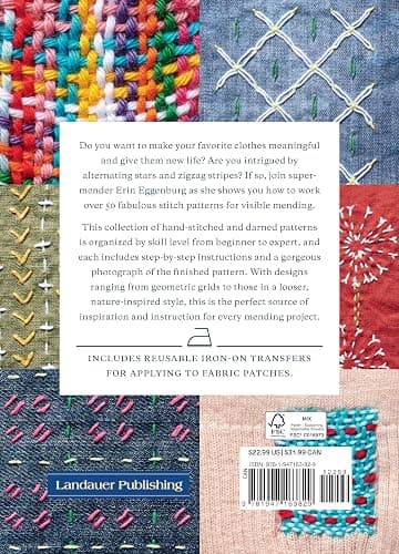 The Mending Directory: 50 Modern Stitch Patterns for Visible Repairs (Landauer) Iron-On Patterns Included - Mend Your Clothes, Practice Sustainable Fashion, Save Money, and Build Your Sewing Skills thumbnail 2