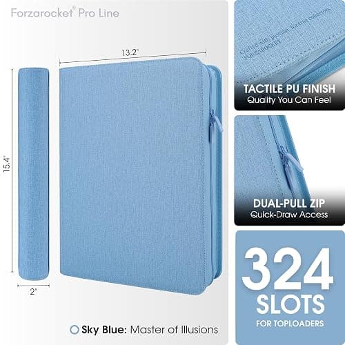 Forzarocket 324 Toploader Binder | 9-Pocket Zippered Ringless Album for TCG & Sports Cards | PU Leather Side-Load Storage thumbnail 3
