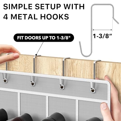 Simple Houseware 24 Pockets - Crystal Clear Over The Door Hanging Shoe Organizer, Gray (64'' x 19'') thumbnail 4