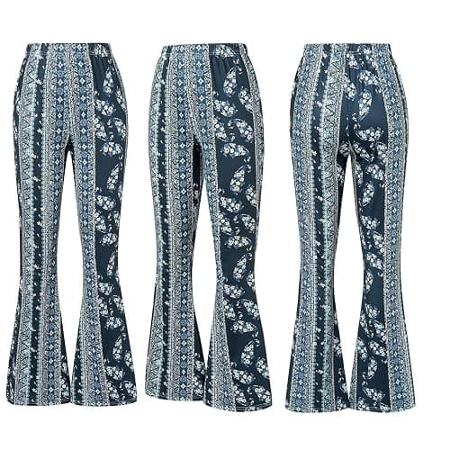 DLAYBGFA Flare Leggings Yoga Pants Women High Waisted Boho Flare Palazzo Pants Stretch Wide Leg Bell Bottom Yoga Leggings thumbnail 5