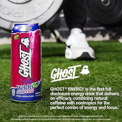 GHOST Energy Drink - 12-Pack, Welch's Grape-Cran, 16oz Cans - Energy & Focus & No Artificial Colors - 200mg of Natural Caffeine, L-Carnitine & Taurine - Gluten-Free & Vegan thumbnail 6