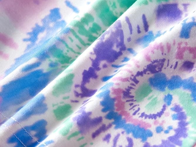 Beezizac Neon Tie Dye Spiral Pattern/Butterfly Pajamas for Girls Tee & Shorts PJ Set Size 6-18 thumbnail 3