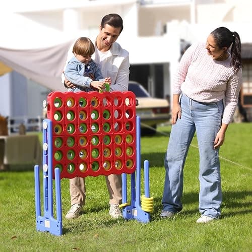 SDADI Jumbo 4 in a Row Game, 4-to-Score Giant Game Set with Adjustable Height (2.5-3.5 FT) for Kids & Adults, Indoor/Outdoor Connect Game with Quick-Release Slider, Perfect for Family and Party Games - Blue thumbnail 2