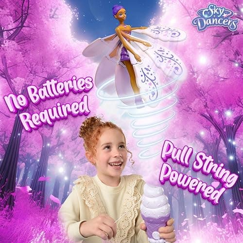 Sky Dancers Purple Licious– The Original Flying Doll Toy – Pull String Powered, Use Indoors or Outdoors, No Batteries Required, Gift for Kids 6+ thumbnail 3