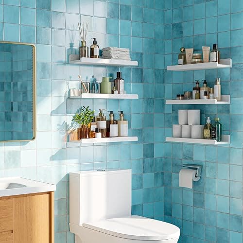 YUFLINX 16’’White Floating Shelves for Wall with Anti-Crash Design Set of 6,Nursery Book Shelves for Room Decor/Storage/Display,Hanging Wall Shelves for Bedroom, Bathroom, Living Room,Kids Room thumbnail 7