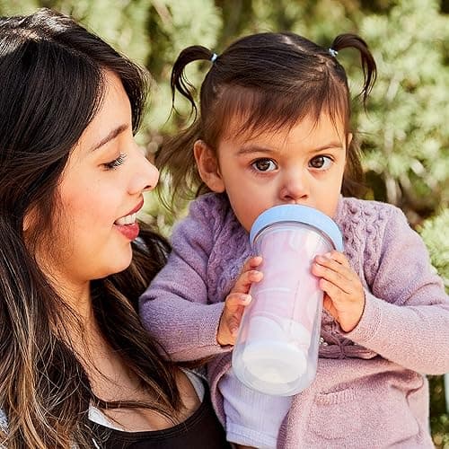 The First Years Insulated Straw Cups for Toddlers 2pk – Ladybug & Marbled – Pink & Blue thumbnail 3