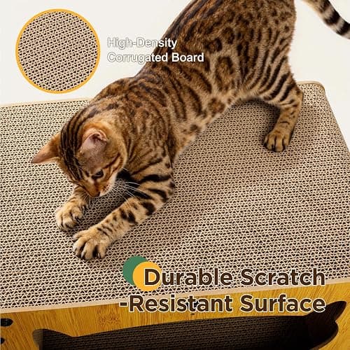 Gimars Cat Scratcher, Double Layer Cat Scratching Board Cardboard Cat Scratcher House for Indoor Cats, Large Cat Scratcher Bed for Scratch, Hide & Rest, Heavy Duty 44lbs Load, 20 x 17 x 11.2 inches thumbnail 3
