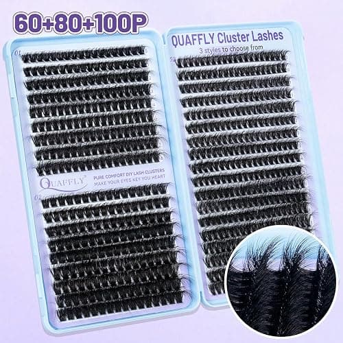 QUAFFLY Lash Extension Kit - Reusable Cluster Lashes Extension Kit with 666 PCS Fluffy Lash Clusters and Tweezers & Bond&Seal & Remover, Natural DIY Lash Clusters for Beginners (60+80+100-kit) thumbnail 5