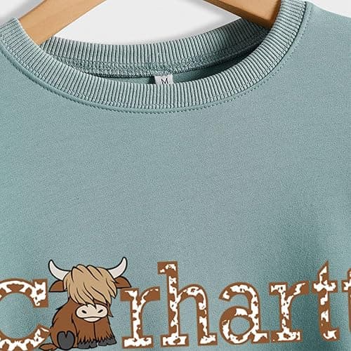 JHUSXEYY Highland Cow Sweatshirt Cow Print Sweatshirt Funny Cow Country Western Pullovers thumbnail 3