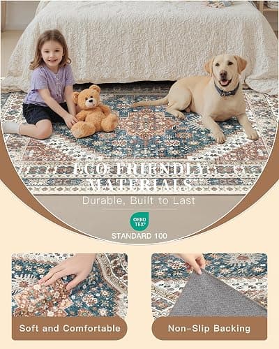 Madane Runner Rugs for Hallway 2x10 Long Washable Non-Slip Hallway Runner Rug Low-Pile Stair Kitchen Runner Throw Carpet for Entrance Living Dining Laundry Room (Navy Blue, 2 x 10) thumbnail 6