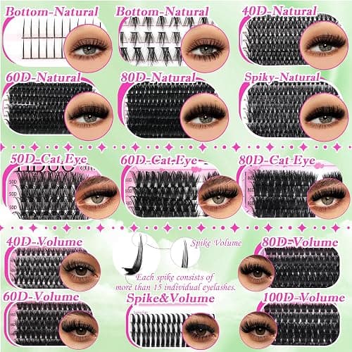 YIDUO 1846Pcs Lash Clusters Kit with Spikes+Bottom Cluster Lashes Kit Mix Styles 10-18mm Volume D Curly Wispy Soft DIY Individual Eyelash Extension Kit with Glue pestañas postizas Wholesale Large Pack thumbnail 3