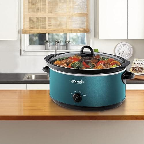 Crock-Pot 7-Quart Manual Slow Cooker, Family Size Serves 8+ People or Fits 6-lb Roast, Removable Stoneware with Warming Setting, Dishwasher Safe for Easy Cleanup, Turquoise thumbnail 2