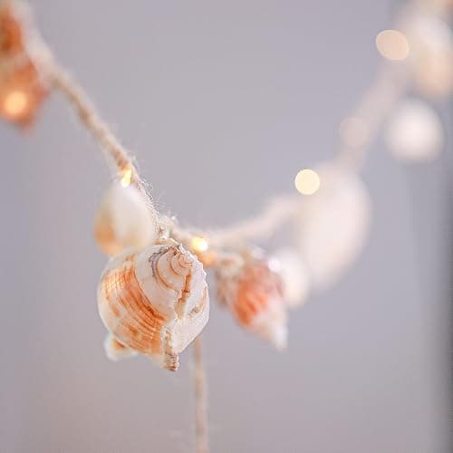 MIYA LIFE Seashell Garland Ocean Light for Beach Decor 7.2FT 39LED Battery Operated Coastal Garland Magic Conch Shell Beach Decorations for Home Coconut Girl Room Decor thumbnail 3