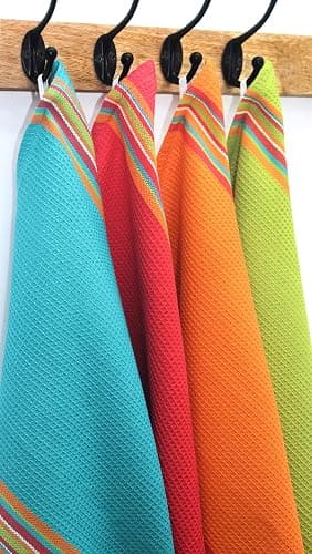 COTTON CRAFT Salsa Stripe Kitchen Towels - 8 Pack 100% Cotton Dish Cloth | 16x28 inch Multi - Absorbent Reusable Low Lint Quick Dry - Multi Purpose Cooking Drying Restaurant Bar Cleaning Cloth Napkin thumbnail 6