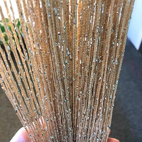 2 Pack 39 x 79 Inch String Curtains Door, Hippie Room Decor Beaded Curtains for Doorway, Closet Curtains, Room Divider Privacy Decor, Boho Home Decoration for Bedroom, Party, Champagne - Image 1