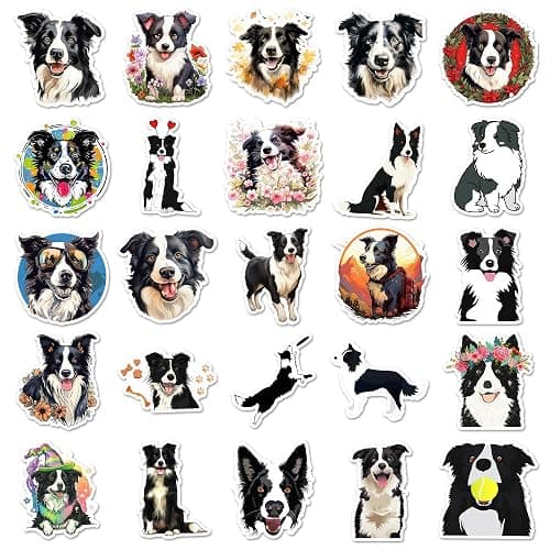 OTYSLIU Border Collie Sticker 50 Pcs Cute Dog Party Favors Puppy Stickers for Food Bowls Doghouse Decals Waterproof thumbnail 3