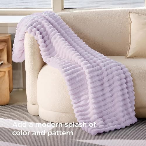 Bedsure Soft Throw Blanket for Couch Decor Gifts Lavender Fog 50"x60" | Birthday Gifts for Women Mom Her, Warm Lightweight Cozy Fluffy Throw Blanket Sofa, Dorm Room Home Decor, Machine Washable thumbnail 5