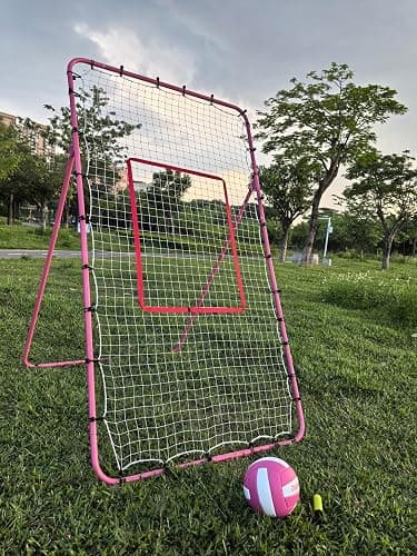 5-Angle Adjustable Volleyball Rebounder Net 7x4ft, High Stable Bounce Back Training Equipment for Practicing Volleying Bumping Spiking with High-Tension Net, PU Volleyball and Pump, Stakes thumbnail 2