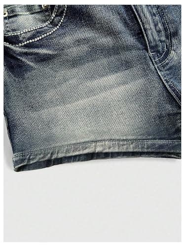 Milumia Women's Y2k Rhinestone Decor Denim Shorts Punk Skinny Mini Shorts with Pocket thumbnail 4