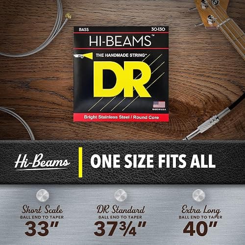 DR Strings Hi-Beam - Stainless Steel Round Core Medium 6 String 30-130 (MR6-130) thumbnail 7