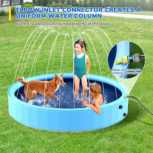 Bilibara 87'' Foldable Dog Pool, Sprinkler Pool for Kids, Non-Slip Heavy Duty Dogs Splash Pad for Small Dogs, Hard Plastic Kiddie Bathtubs for Backyard thumbnail 4