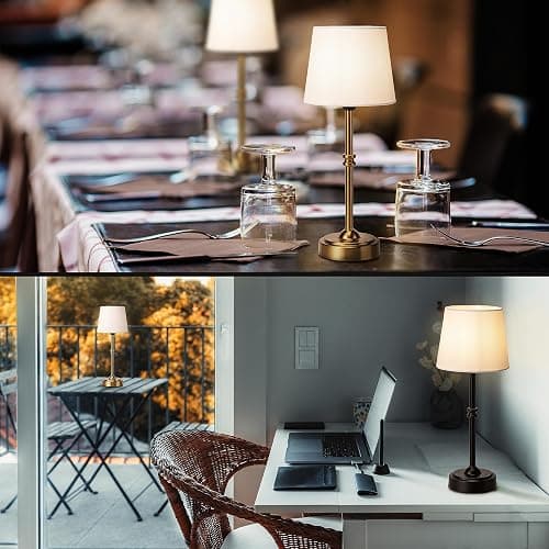 O’Bright Seraph - Cordless LED Table Lamp with Dimmer, Built-in Rechargeable Battery, 3-Level Brightness, Patio Table Lamp, Bedside Night Lamp, Ambient Light for Restaurant, Antique Brass thumbnail 7