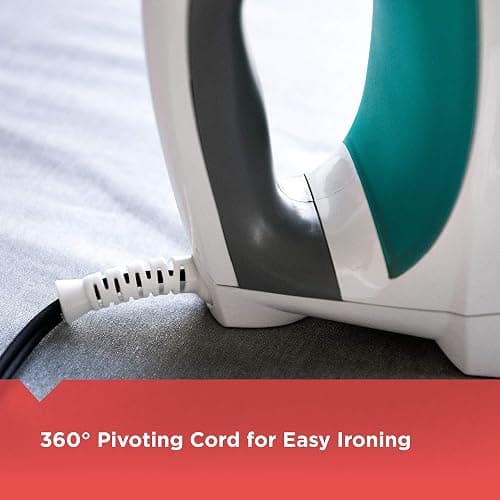 Black+Decker Lightweight Steam Iron for Clothing, Smart Steam Techology, Anti-Drip, Teal, 1200W, IR0820C thumbnail 8