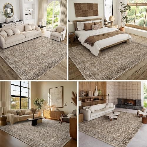 NoiFamo Washable Rugs for Living Room: 8x10 Area Rugs for Bedroom Ultra Soft Non-Slip Stain Resistant Vintage Boho Large Carpet for High-Traffic Dining Room - Farmhouse Decor thumbnail 2