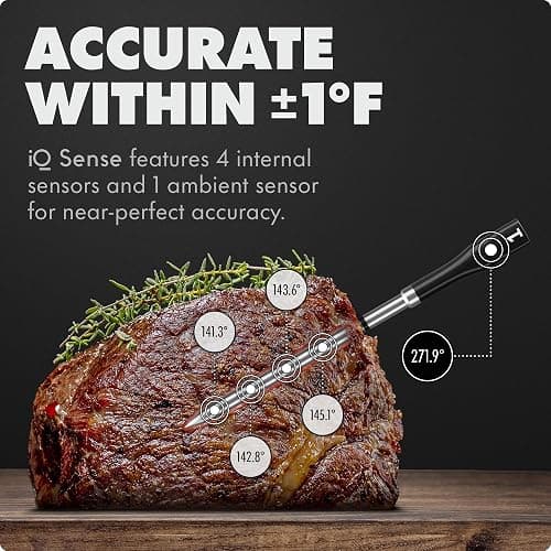 CHEF iQ Sense | Smart Wireless Meat Thermometer | Ultra-Thin Probe | WiFi Unlimited Range | 1000°F Heat Safe | 5 Sensors | BBQ, Grill, Oven, Smoker, Air Fryer | Gen3 thumbnail 2