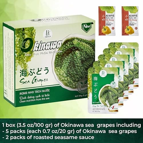NAMISO OKINAWA Organic Sea Grapes,Organic Seaweed, Umibudo, Green Caviar, Dehyrated lato, Seagrapes , Superfood - Enhance Health, Boosting Immune System (3.5 Oz (Pack of 5), 1 box) thumbnail 2