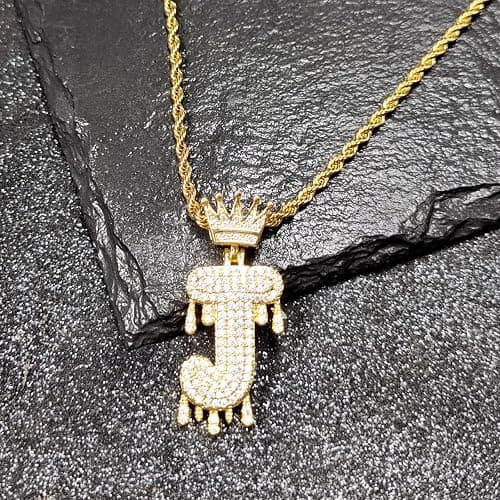 Initial Necklace for Men Women,Crown Letter Pendant with 24 Inch Chain,Cubic Zirconia Capital Monogram Pendant Necklace Jewelry Gift thumbnail 3