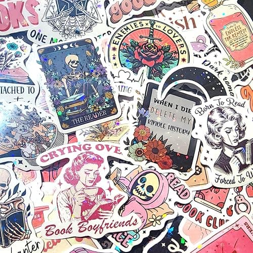 200 PCS Book Stickers for Kindle, Bookish Holographic Reading Booktok Sticker Pack for Adult, Waterproof Aesthetic Vinyl Decals for Laptop Ebook Readers Water Bottles thumbnail 4