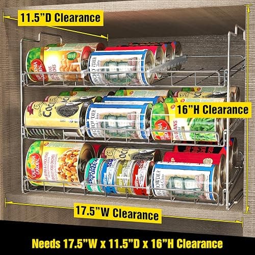 Deco Brothers Stackable Can Rack Organizer for Kitchen and Pantry, Holds Upto 36 Cans, Chrome Finish thumbnail 4