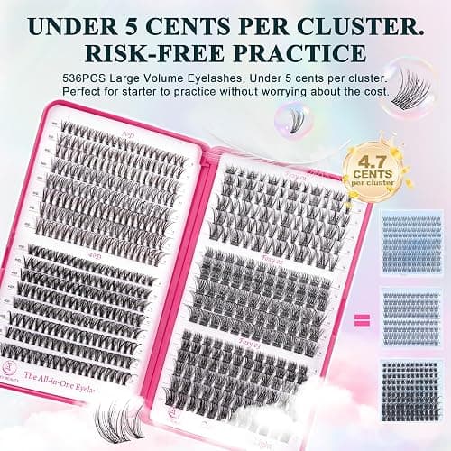 Lash Clusters Lash Clusters kit 536PCS Lashes 30D40D Lash Extension Kit Wispy Natural D Curl EyeLashes Clusters DIY At Home thumbnail 4