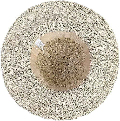 Women Straw Hat Wide Brim Beach Sun Cap Foldable Large Lady Floppy 100% Natural Paper Braided for Travel Decoration Summer Vacation Soft Lightweight and Breathable (Beige) thumbnail 6