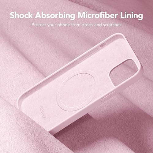 GONEZ Magnetic for iPhone 12 Case / 12 Pro Case, Compatible with MagSafe, [Screen Protector + Camera Lens Protector], Silicone Shockproof Anti-Scratch Protective Phone Case 6.1 inch, Chalk Pink thumbnail 7