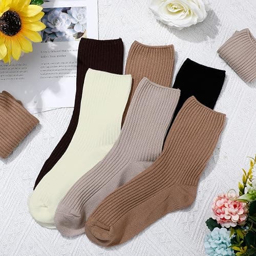 Eurzom 10 Pairs Socks Womens Crew Elastic Ankle Length Cotton Socks Aesthetic Cute Lightweight Low Cut Gifts for Women thumbnail 6