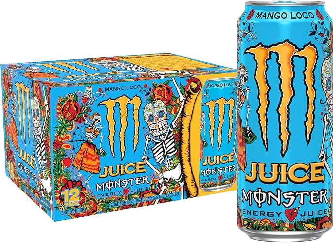 Monster Energy Juice Monster Mango Loco, Energy + Juice, Energy Drink, 16 Ounce (Pack of 12) - Image 1