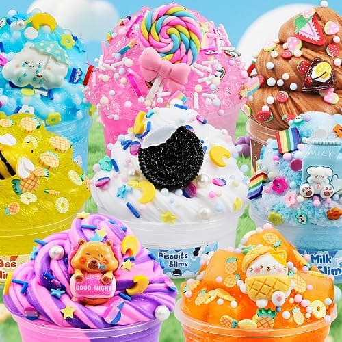 LAWOHO 15 Pack DIY Dessert Slime Kit for Kids - Super Soft, Non-Sticky & Crunchy Butter Slime, Creative Food Theme DIY Toy for Stress Relief, Party Favors, Christmas Birthday Goodie Bag Stuffers Gift thumbnail 2
