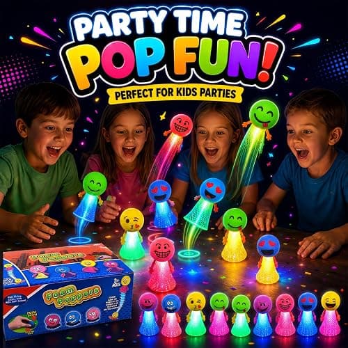 Liberty Imports 24 PCS Jumping Emoticon Popper Spring Launchers LED Light Up Toy Bouncy Party Favors Supplies and Goodie Bag Fillers for Kids, Toddlers (Light Up) thumbnail 4