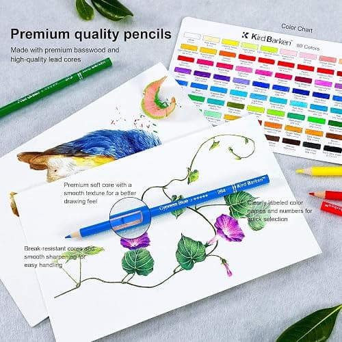 Kird Barken 80PCS Colored Pencils for Adult Coloring Books, Soft Core,Ideal for Drawing Blending Shading,professional Color Pencils Set thumbnail 3