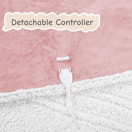 Electric Heated Blanket Throw Size 50"x60", Soft Flannel with Overheat Protection, 6 Adjustable Heat Settings & 3-Hour Auto-Off Timer, Fast Heating for Winter Comfort, Pink thumbnail 7