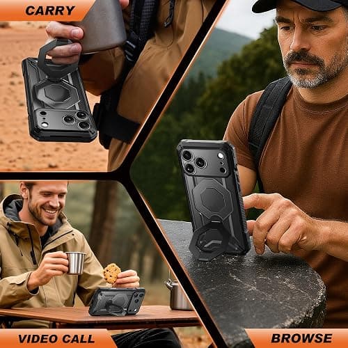 TONGATE for iPhone 17 Pro Max Case with 360° Spin Magnetic Stand, [Compatible with MagSafe][Military-Grade Protection] with Privacy Screen Protector & Camera Control Cover for iPhone 17 ProMax, Black thumbnail 9