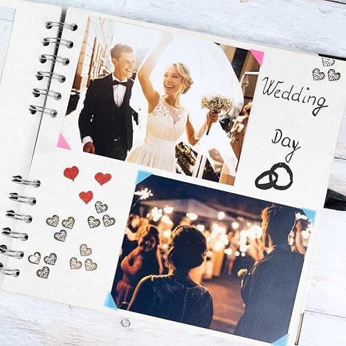 Bstorify Square Scrapbook Photo Albums 60 Pages (8 x 8 Inch) White Thick Paper, Hardcover, Metal Corners, Ribbon Closure - Ideal for Your Scrapbooking Albums, Art & Craft Projects (8 x 8 Inch, White) thumbnail 6